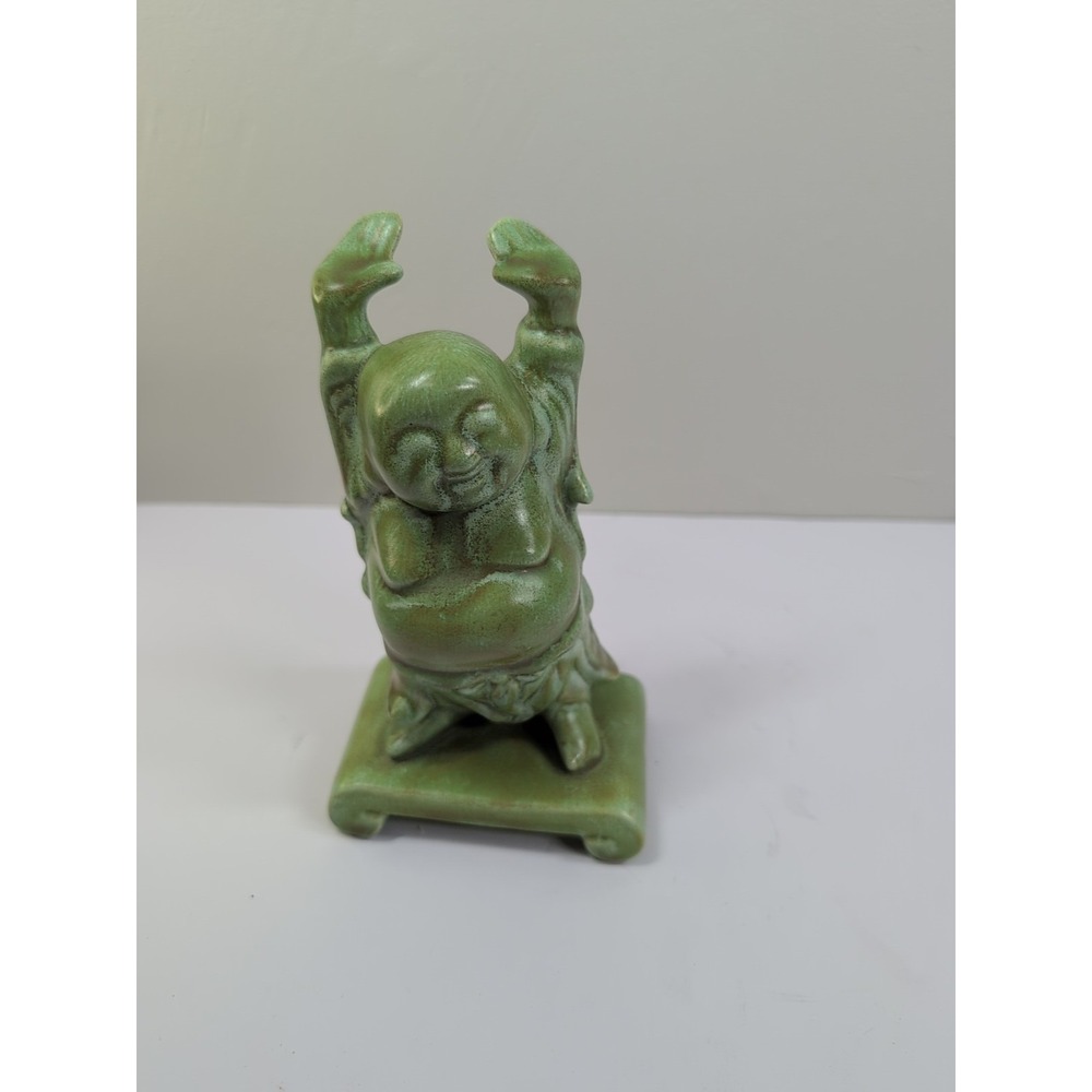 Vintage Ceramic Glazed Buddha Statue Decor 7‎ In H